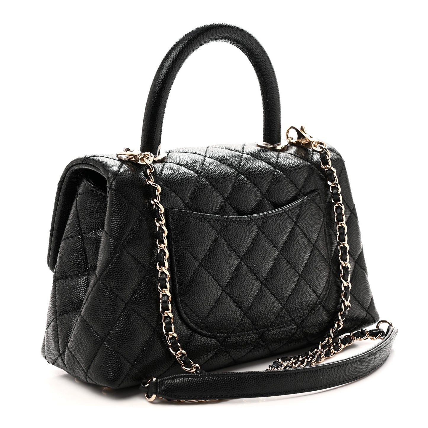 Caviar Quilted Mini Coco Handle Flap Black