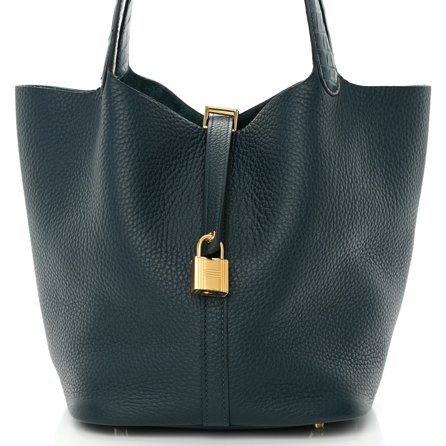 Hermes Taurillon Clemence Matte Alligator Picotin Lock Touch 22 MM Vert Bosphore 8 of 13