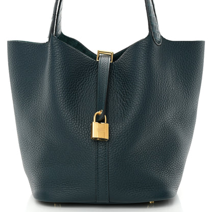 Hermes Taurillon Clemence Matte Alligator Picotin Lock Touch 22 MM Vert Bosphore 8 of 13