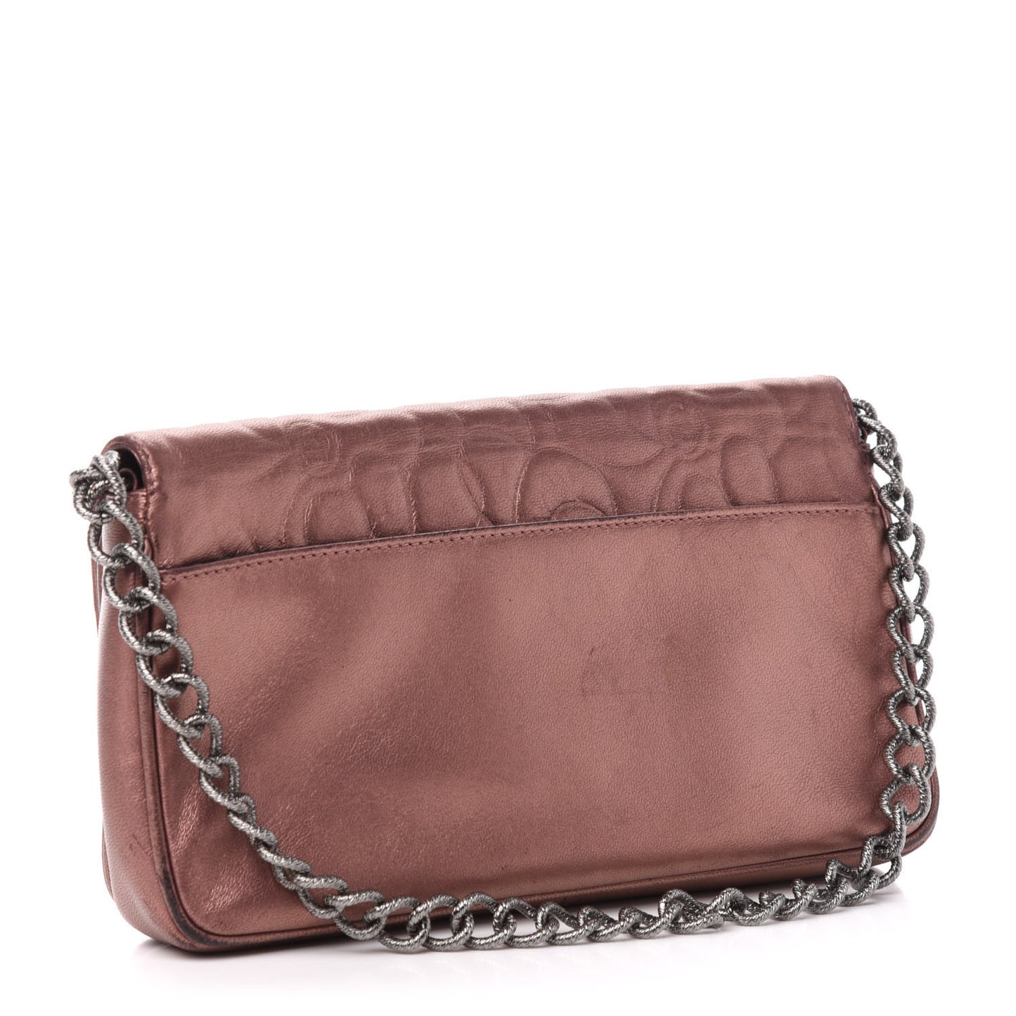 Metallic Lambskin Camellia Single Flap Bronze