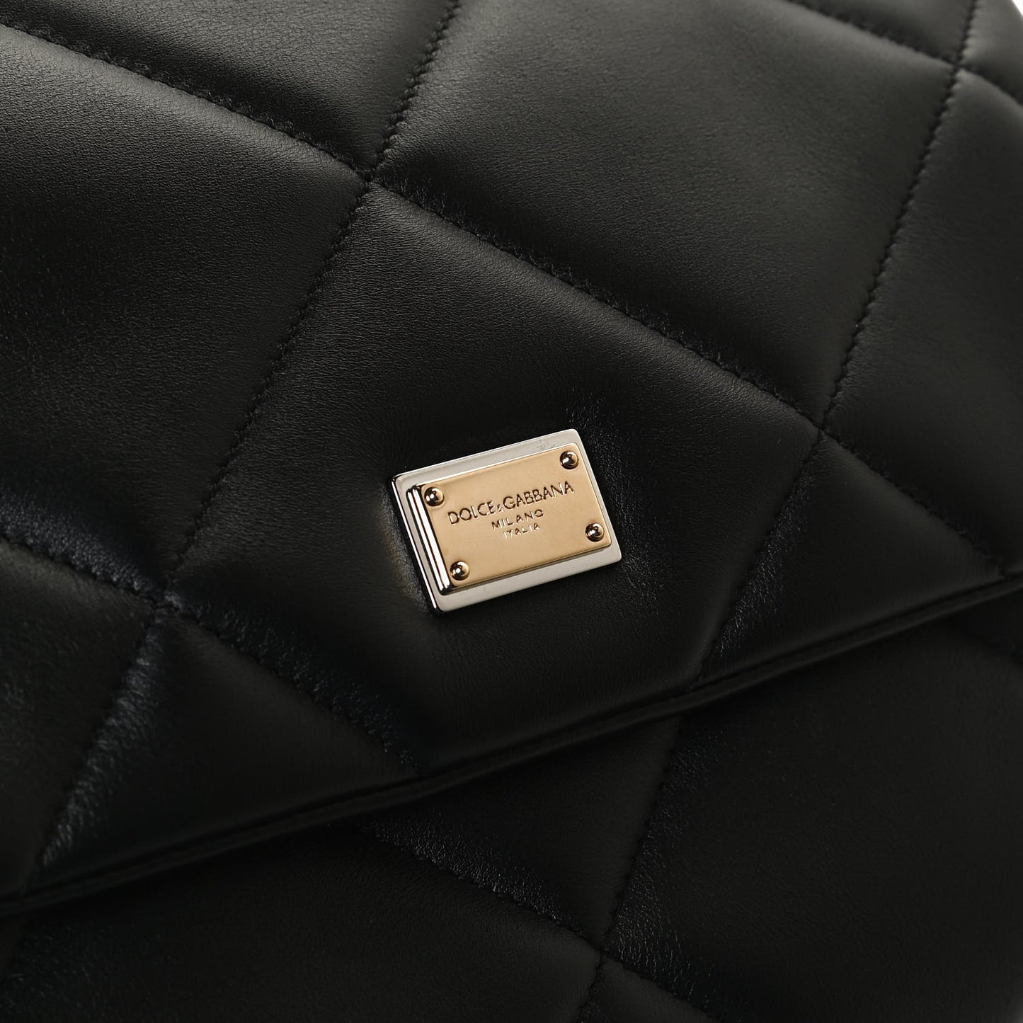 Calfskin Quilted Medium Miss Sicily Satchel Black