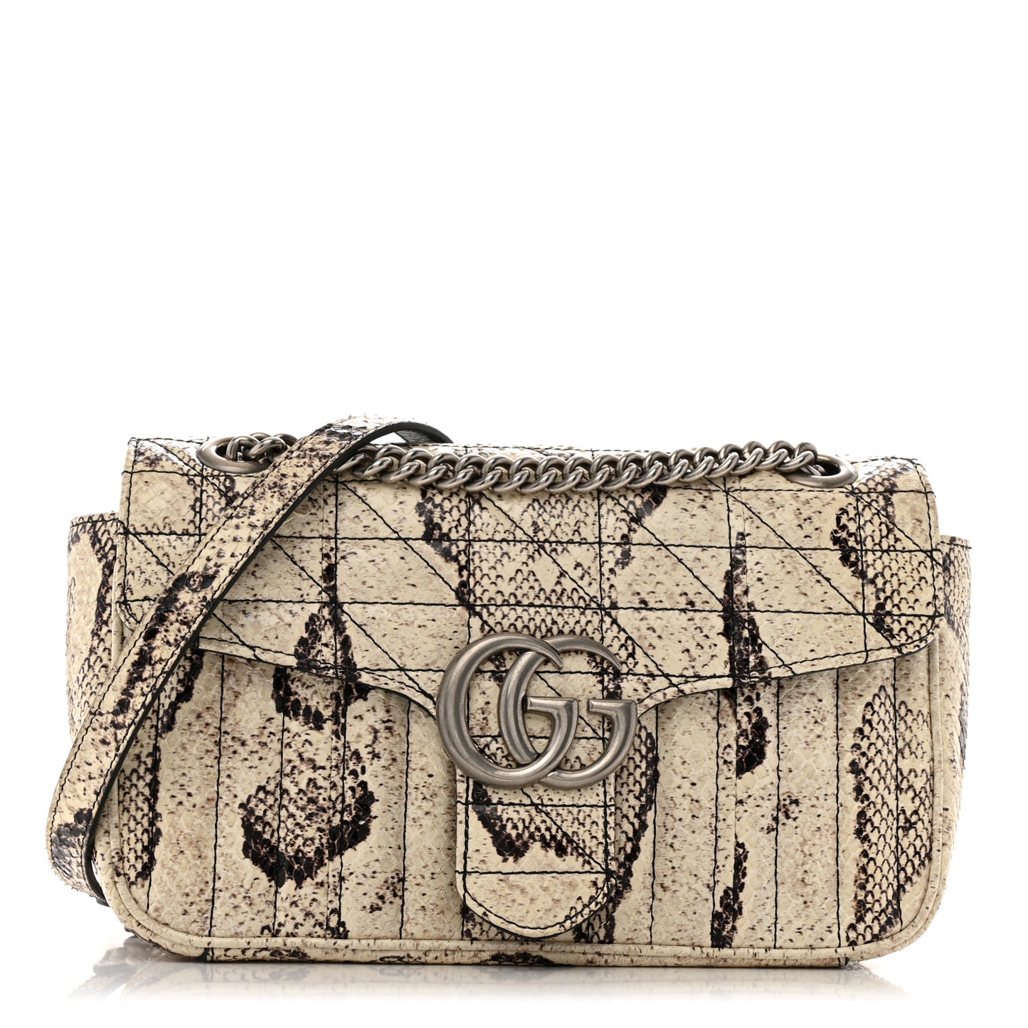 Snakeskin Matelasse Aria Small GG Marmont Shoulder Bag Roccia