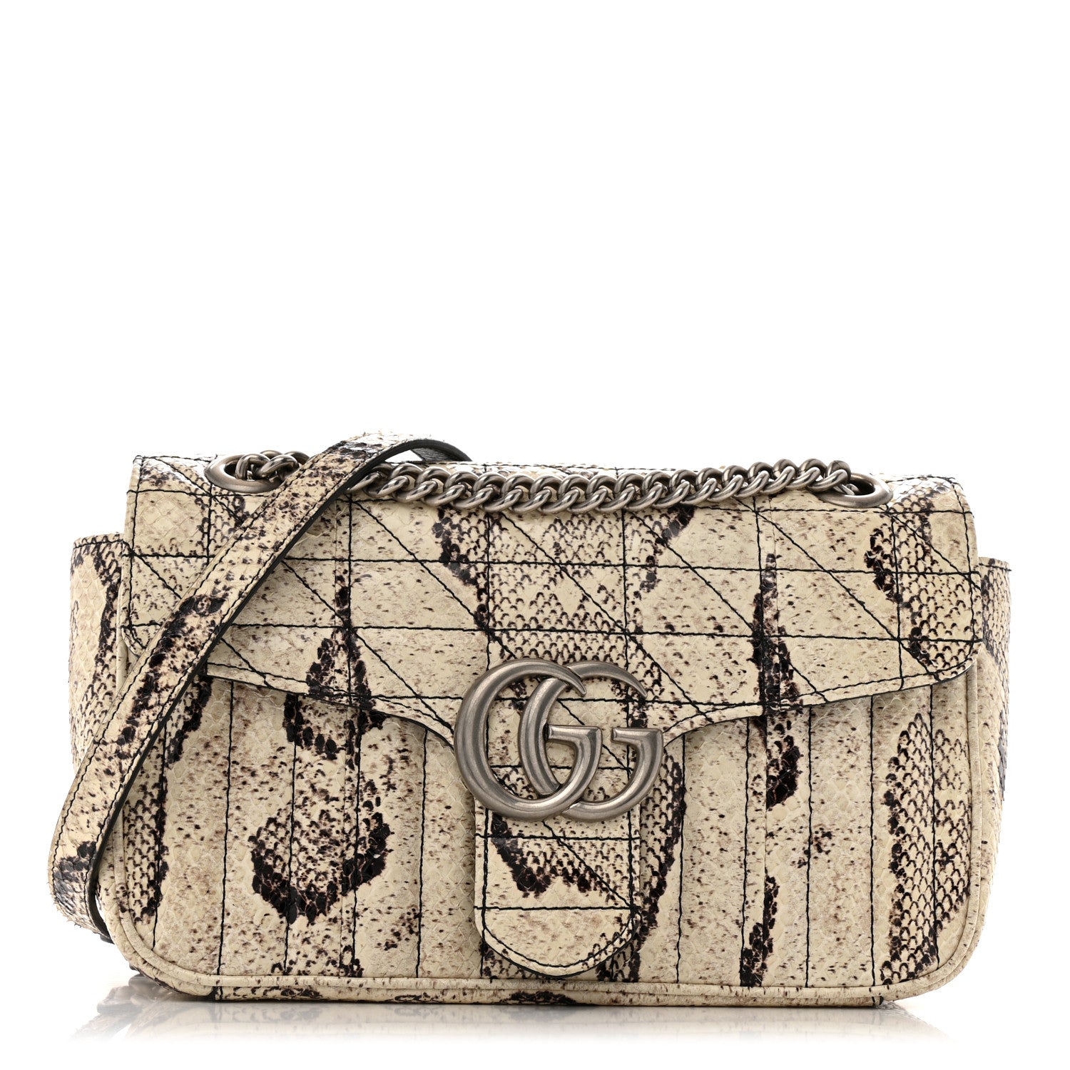 Gucci Snakeskin Matelasse Aria Small GG Marmont Shoulder Bag Roccia 1 of 13