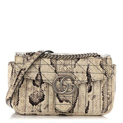 Gucci Snakeskin Matelasse Aria Small GG Marmont Shoulder Bag Roccia 1 of 13