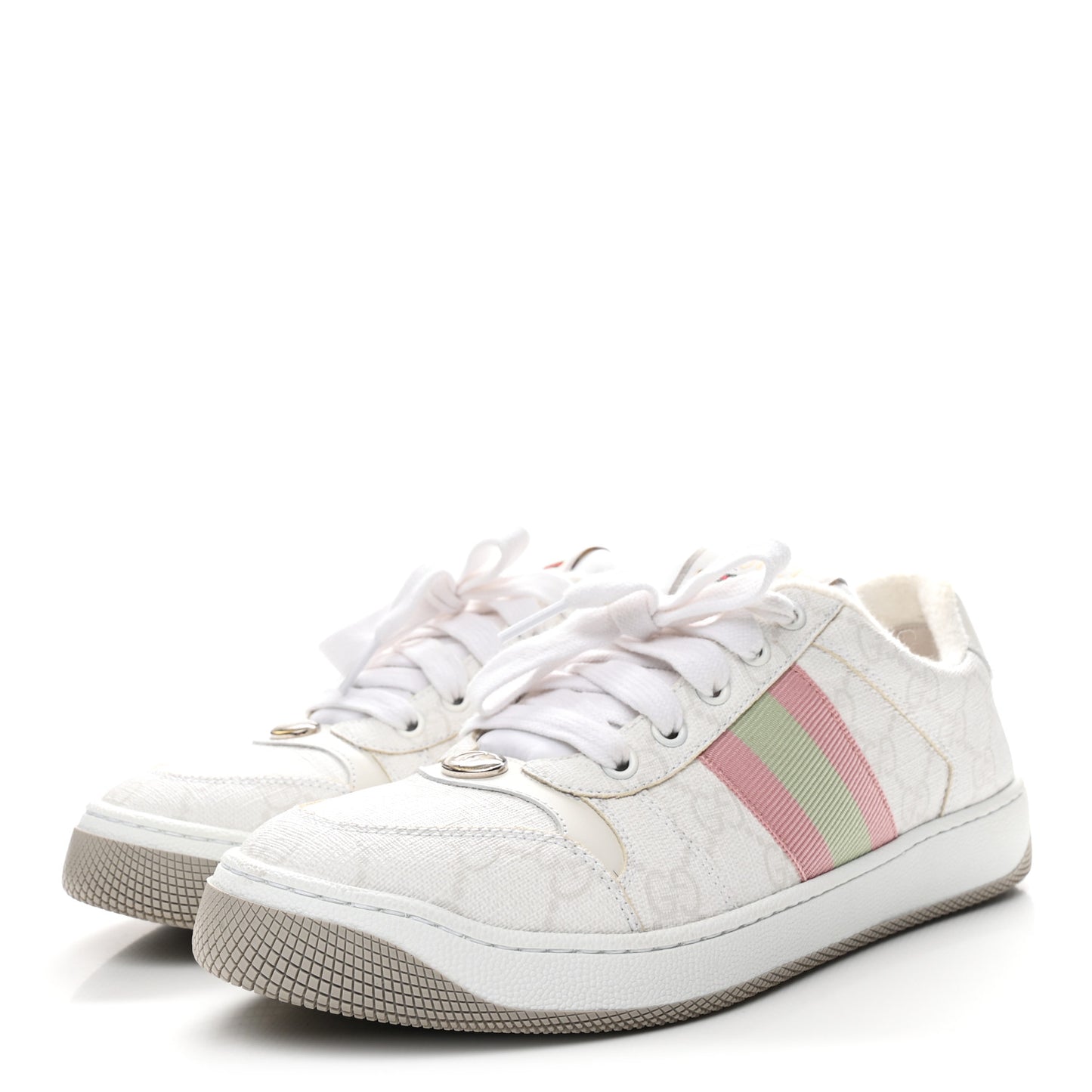 GG Monogram Web Screener Sneakers 38 White Grey Pink