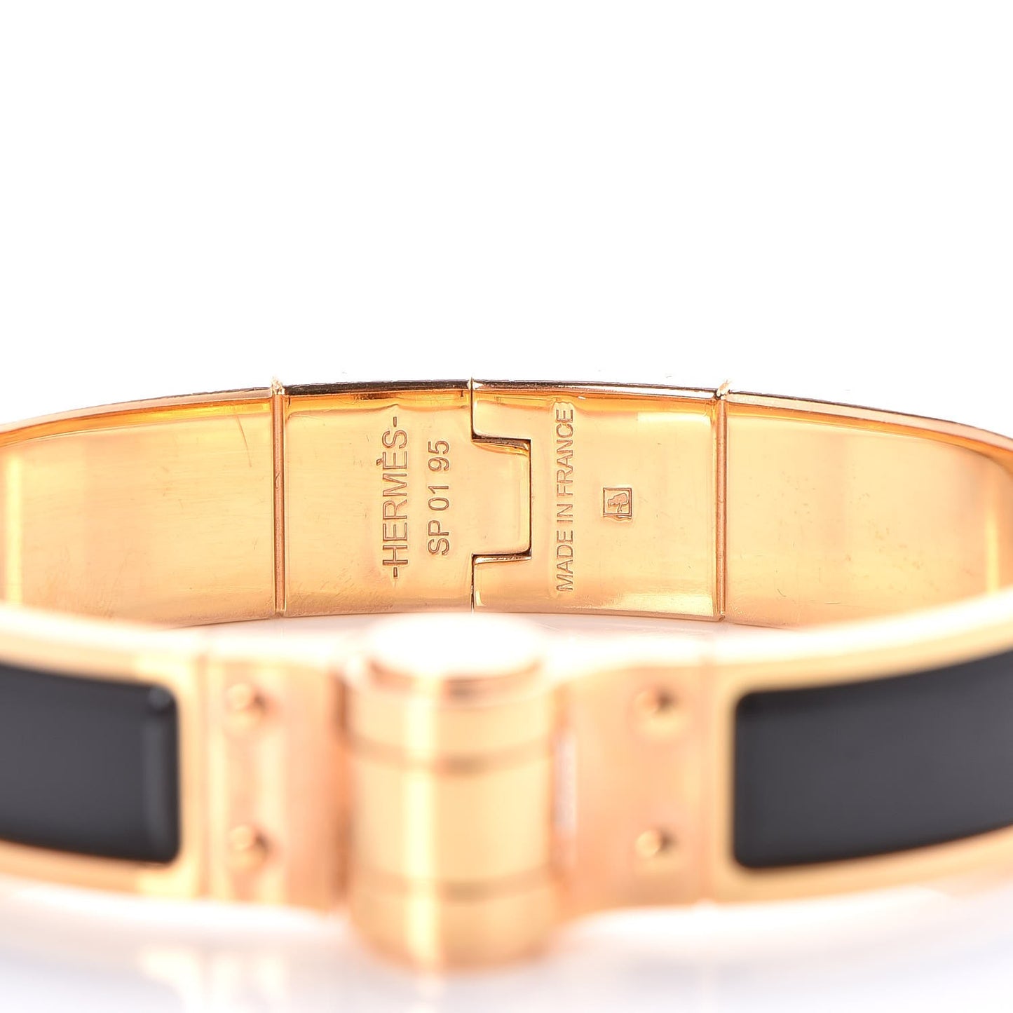 Enamel Charniere Uni Narrow Hinged Bracelet S Black
