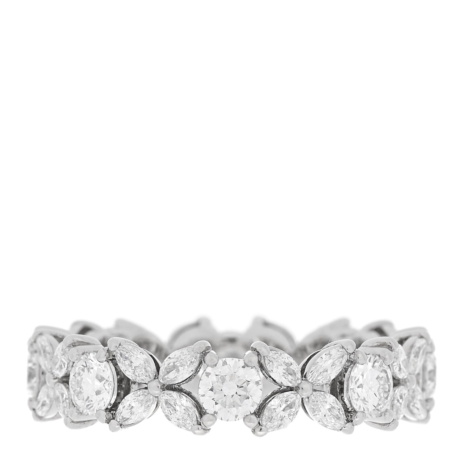 Tiffany Platinum Diamond Victoria Alternating Band Ring 51 5.75 1 of 4