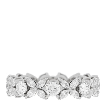 Tiffany Platinum Diamond Victoria Alternating Band Ring 51 5.75 1 of 4