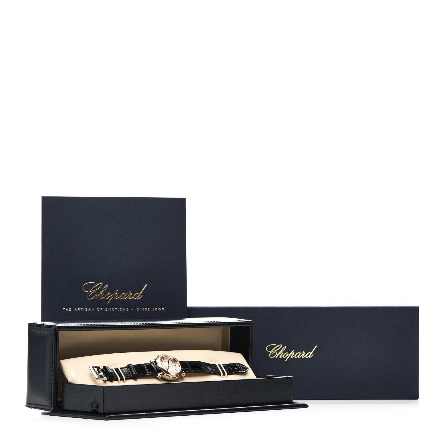 Chopard Stainless Steel 18K Rose Gold Alligator 5 Diamond 30mm Happy Sport Automatic Watch 5 of 5