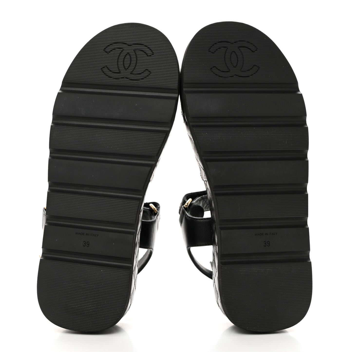 Lambskin Quilted Platform Sandals 39 Black