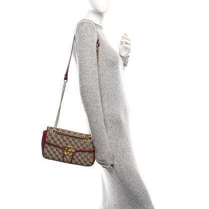 Gucci Monogram Azalea Calfskin Matelasse Diagonal Small GG Marmont Chain Shoulder Bag Beige Ebony New Cherry Red 2 of 10