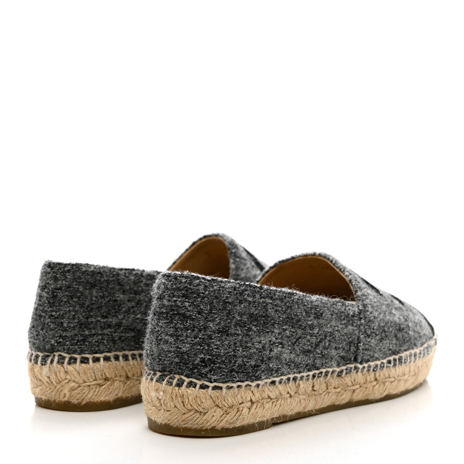 Chanel Tweed Velvet CC Espadrilles 39 Grey Black 4 of 9