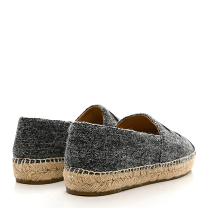 Chanel Tweed Velvet CC Espadrilles 39 Grey Black 4 of 9