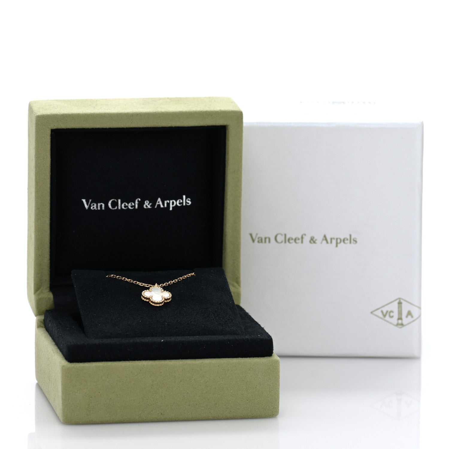 Van Cleef & Arpels 18K Yellow Gold Mother of Pearl Sweet Alhambra Pendant Necklace 5 of 5