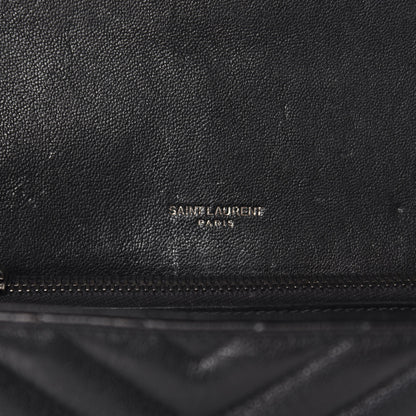 Saint Laurent Sheepskin Matelasse Chevron Monogram Medium College Bag Black 8 of 13