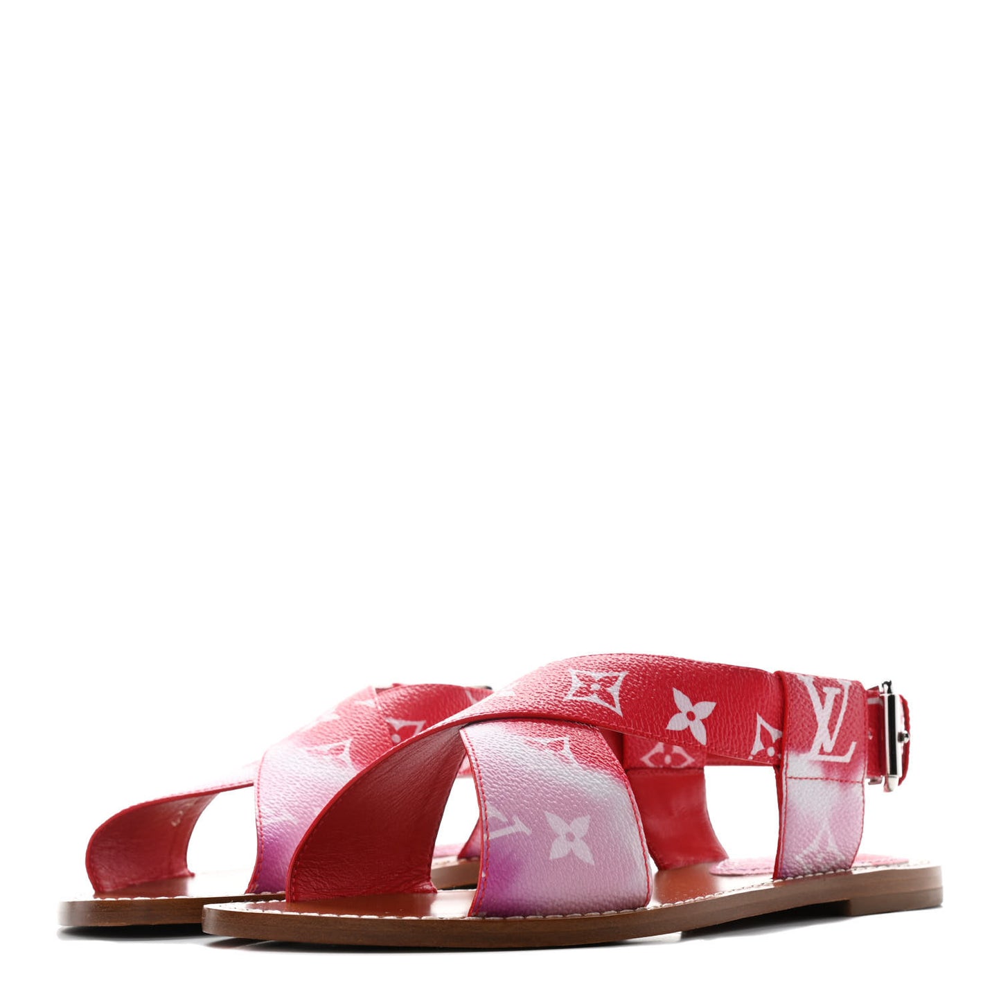 Monogram Escale Palma Flat Sandals 37 Rouge