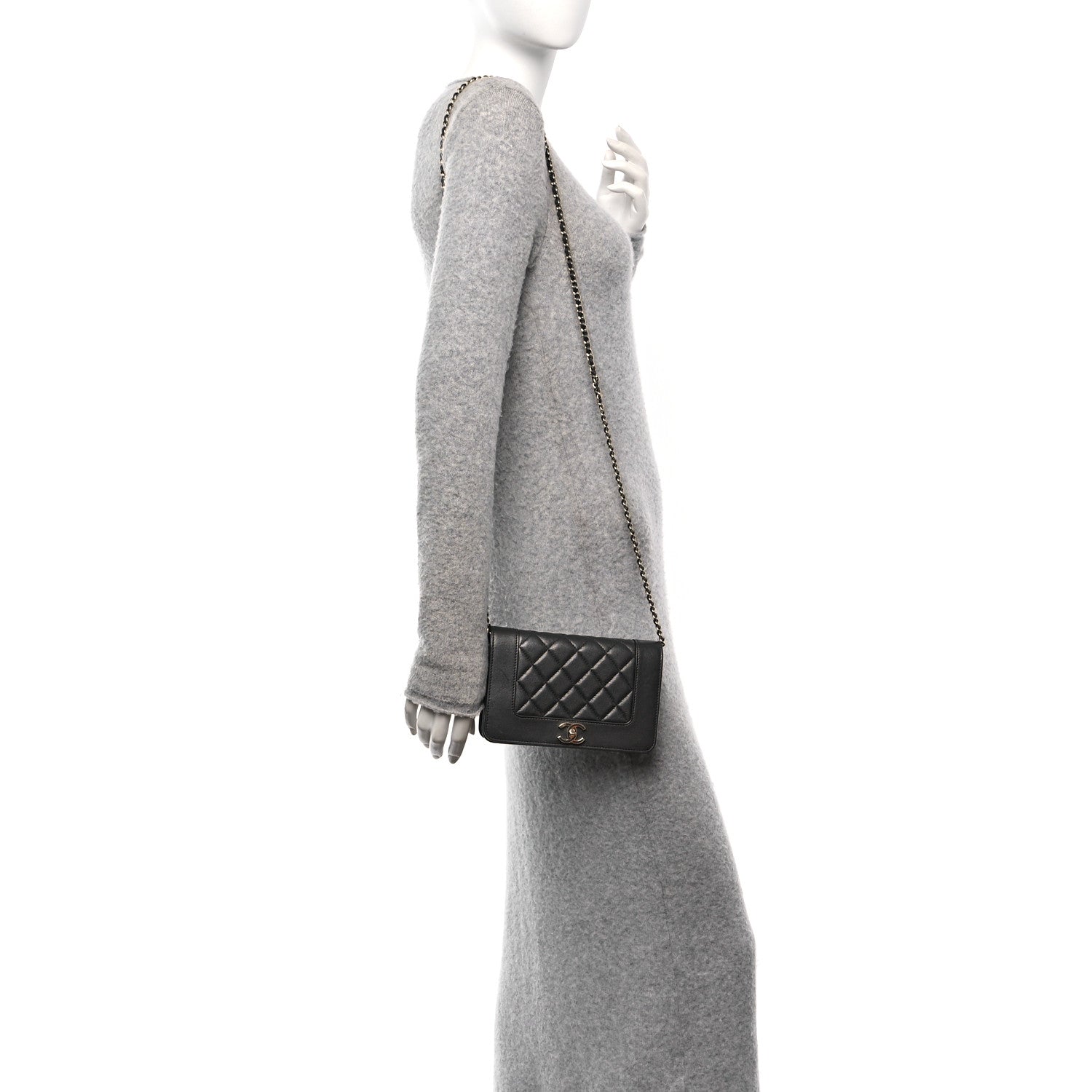 Chanel Sheepskin Quilted Mademoiselle Vintage Wallet On Chain WOC Ruthenium 2 of 12