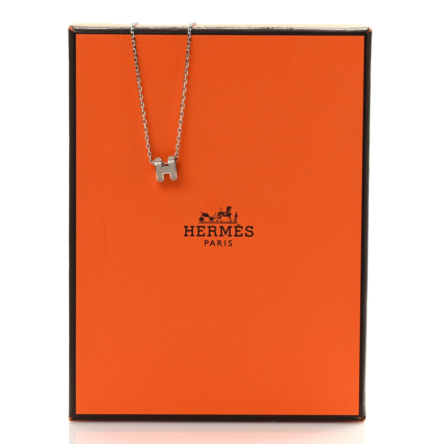 Hermes Palladium Mini Pop H Pendant Necklace Marron Glace 7 of 7