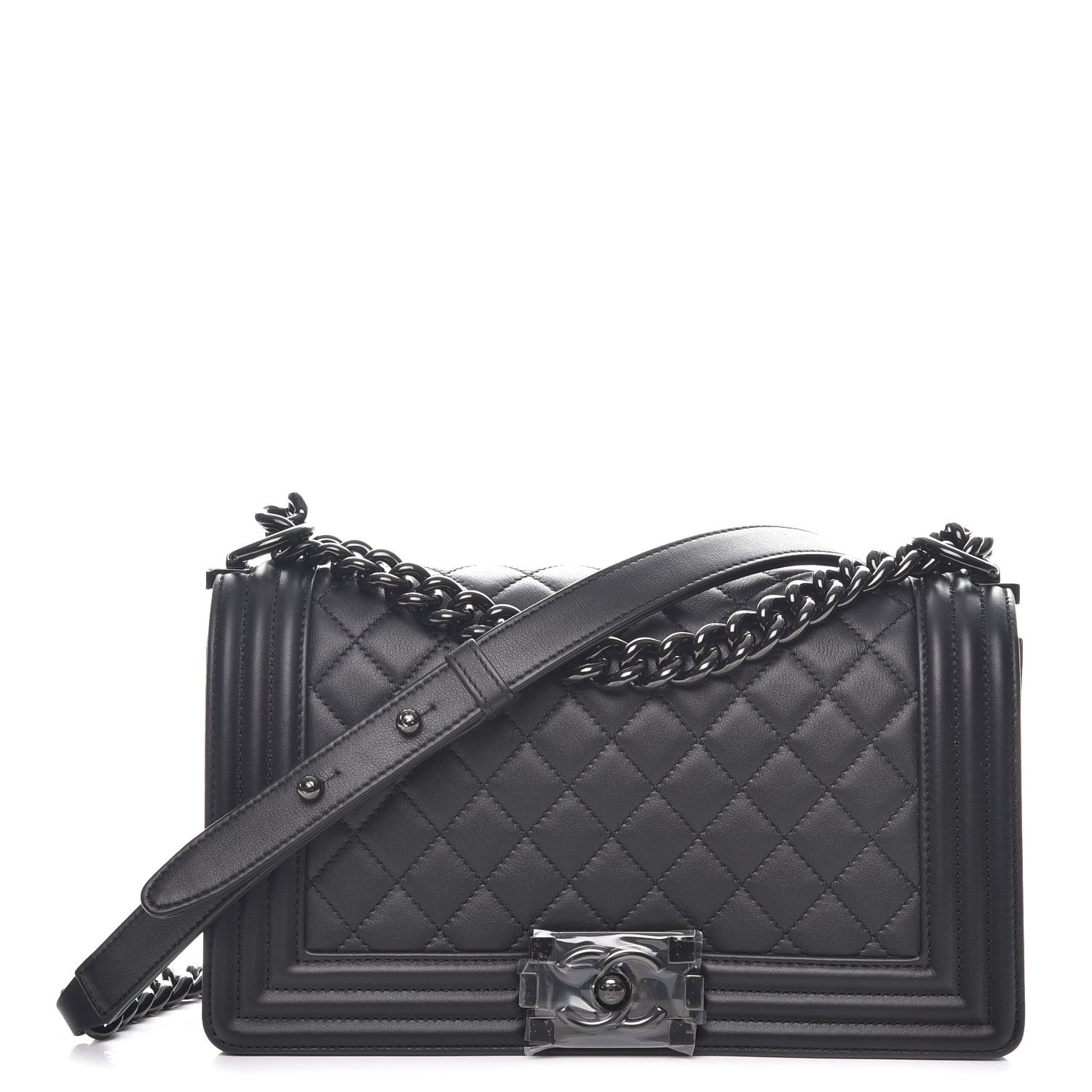 Chanel Lambskin Quilted Medium Boy Flap So Black 1 of 8
