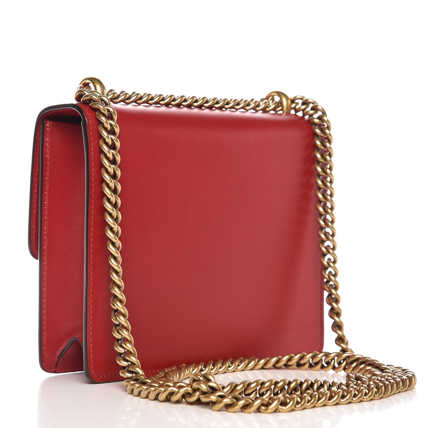 Gucci Knight Calfskin Small GG Marmont Chain Handle Bag Hibiscus Red 3 of 8