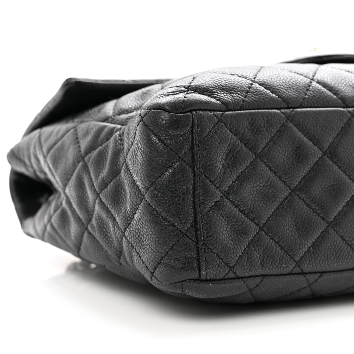 Washed Caviar Quilted Maxi Single Flap Black