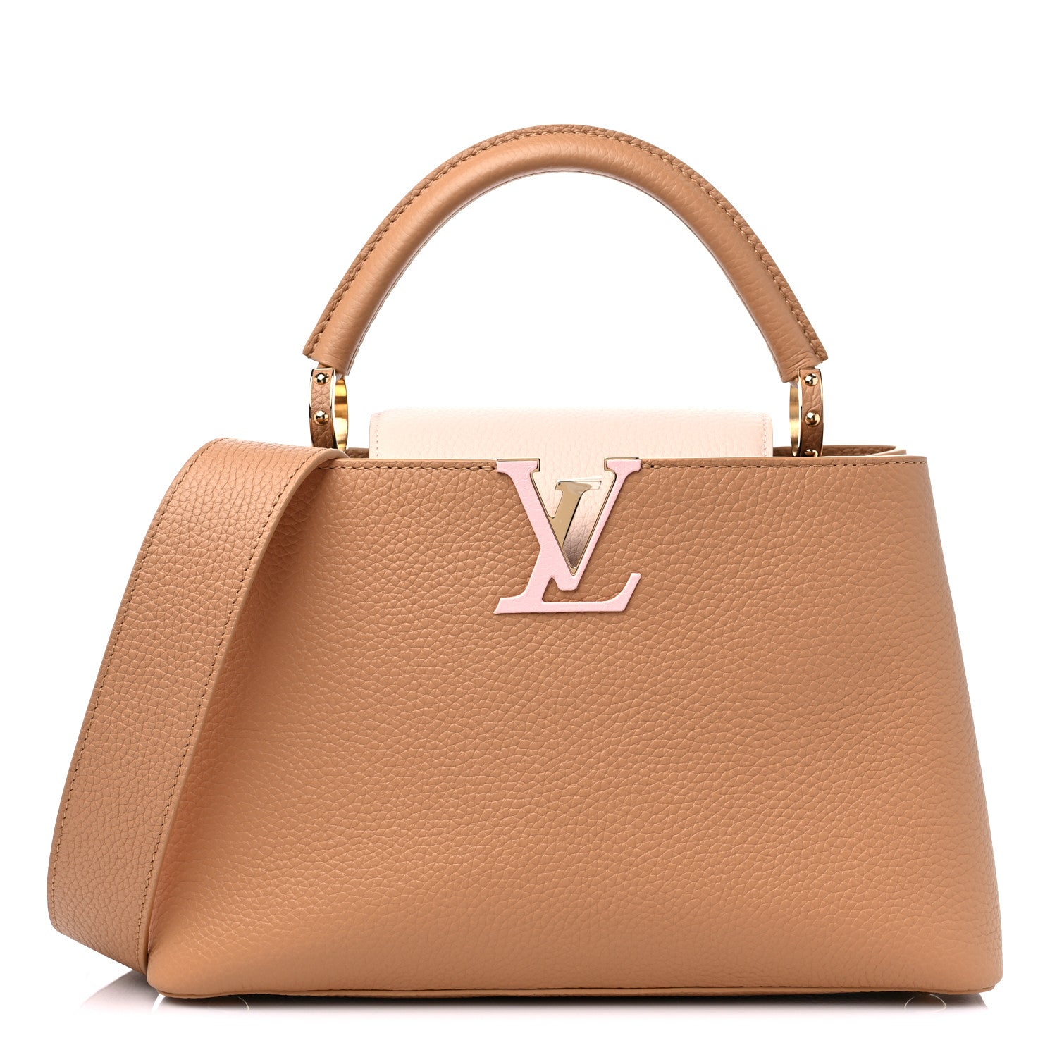 Louis Vuitton Taurillon Capucines MM Arizona Beige Poudre Jasmine Pink 1 of 8