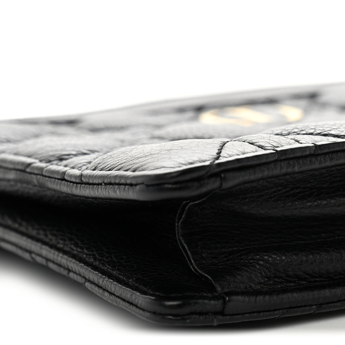 Christian Dior Calfskin Cannage Caro Zipped Pouch With Chain Black 9 of 10
