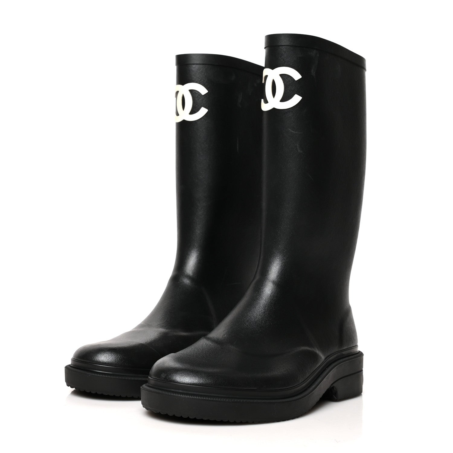 Chanel Caoutchouk CC High Boots 37 Black 3 of 11