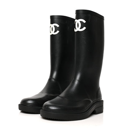 Chanel Caoutchouk CC High Boots 37 Black 3 of 11