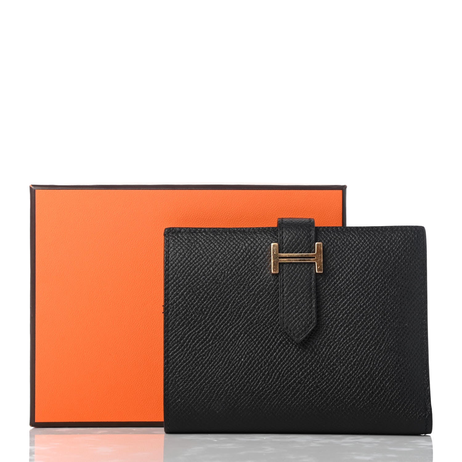 Hermes Epsom Bearn Compact Wallet Black 7 of 8