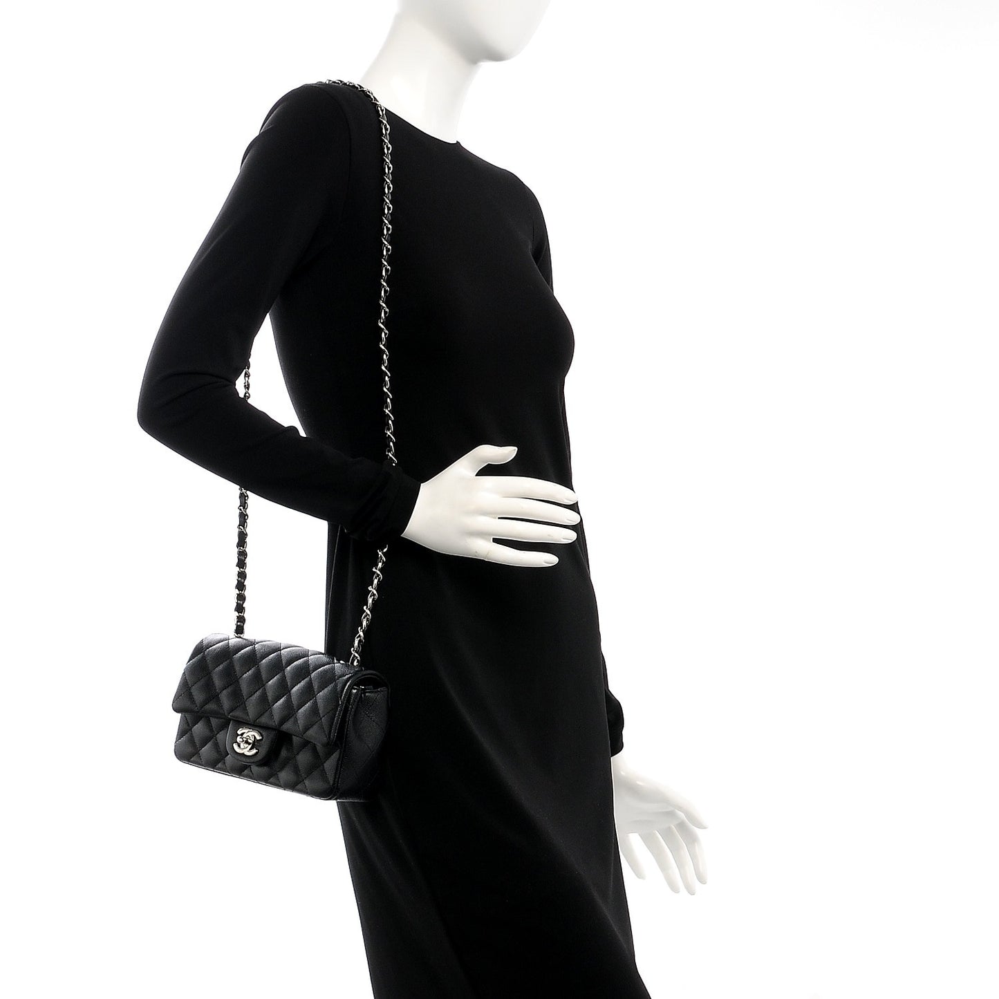 Caviar Quilted Mini Rectangular Flap Black