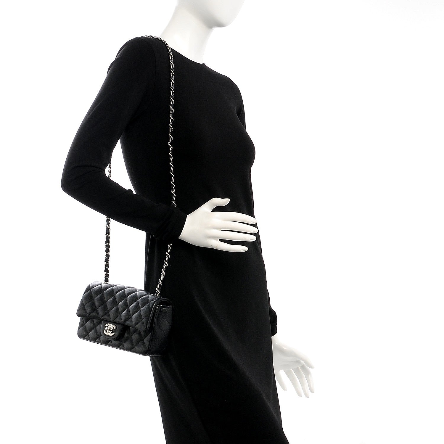Chanel Caviar Quilted Mini Rectangular Flap Black 2 of 7