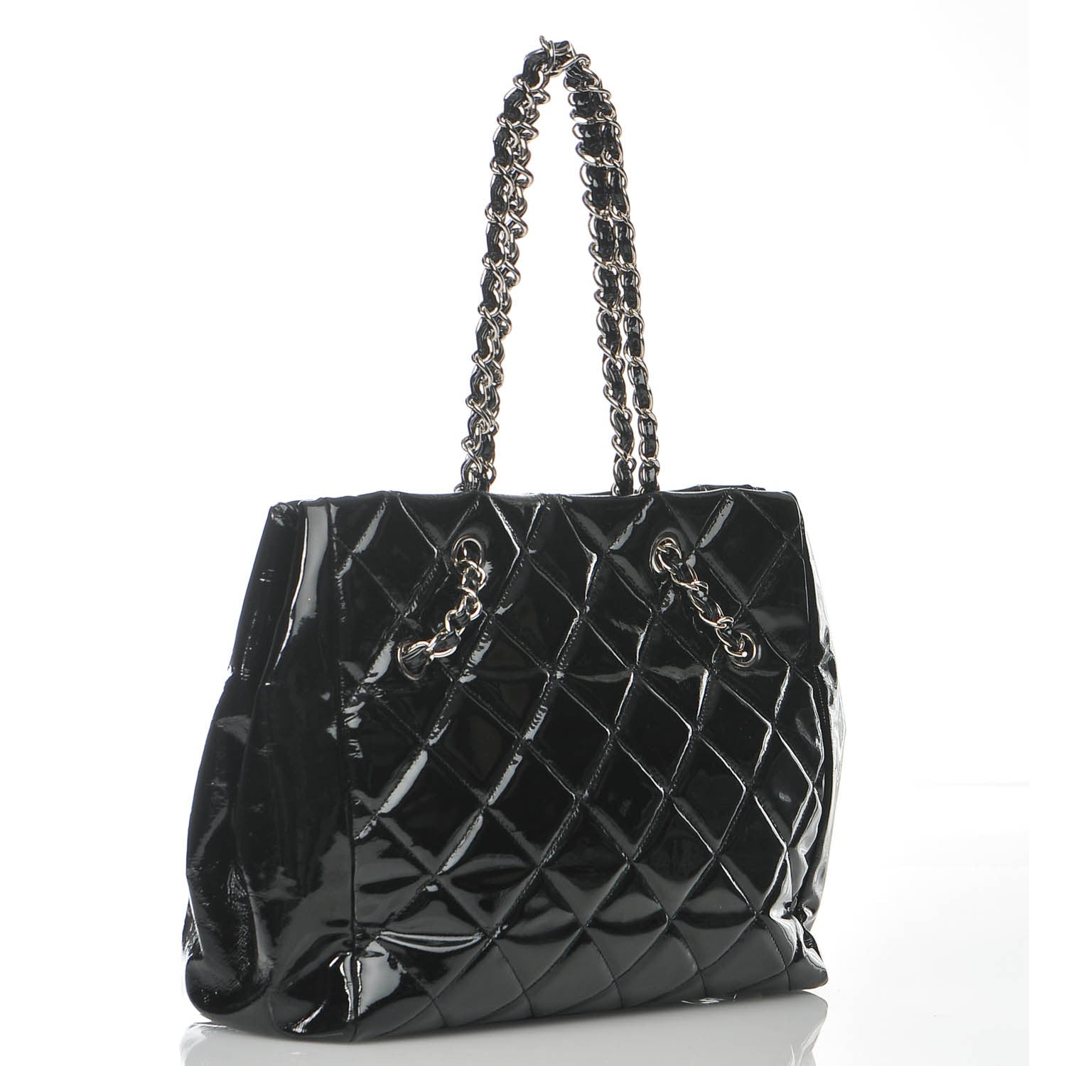 Chanel Patent Quilted Large Cells Tote Black 3 of 7