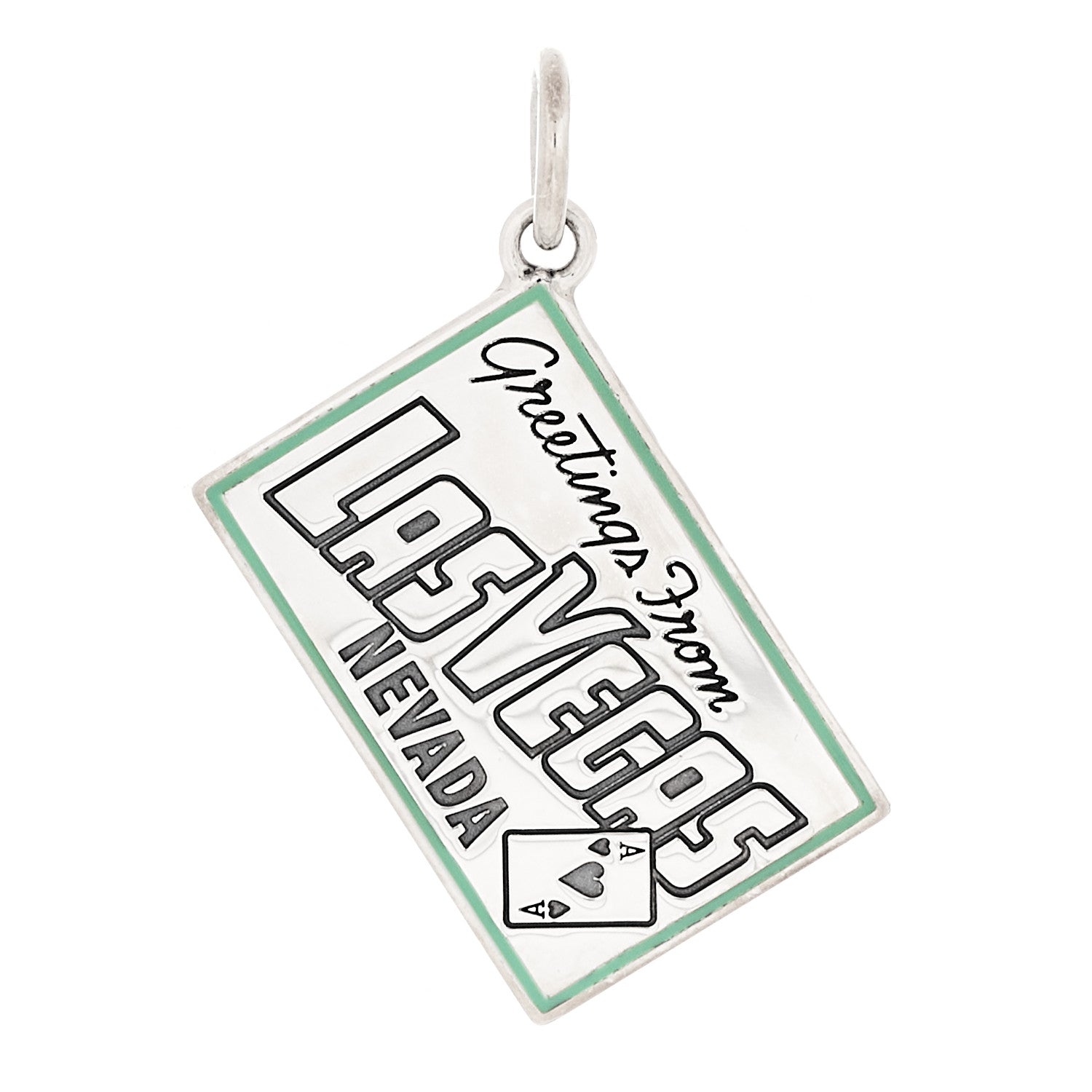 Tiffany Sterling Silver Enamel Las Vegas Postcard Charm Blue 1 of 5