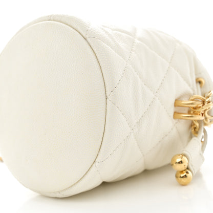 Chanel Caviar Quilted Coco First Bucket Clutch With Chain White 10 of 10