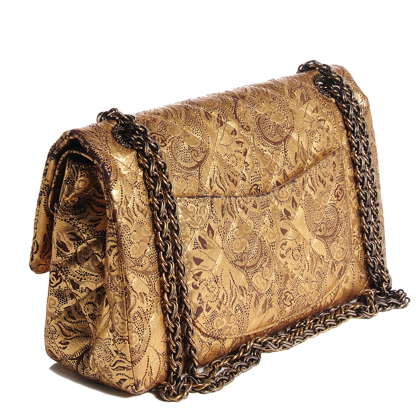 Buffalo Leather Hand Painted Lace 2.55 Reissue 226 Flap Gold