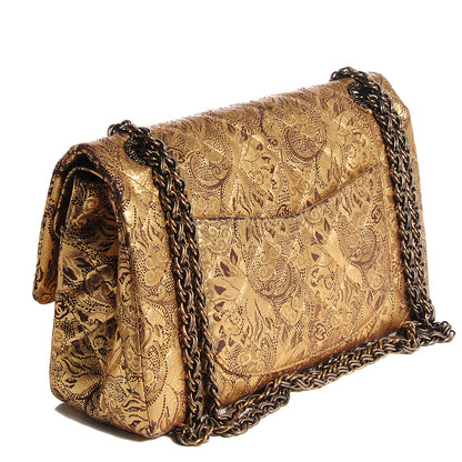 Chanel Buffalo Leather Hand Painted Lace 2.55 Reissue 226 Flap Gold 3 of 8