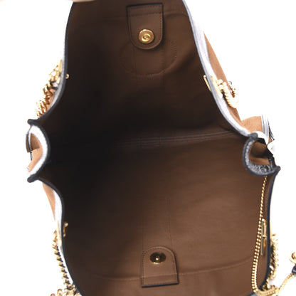 Gucci Suede Patent Large Rajah Chain Tote Nocciola Black 4 of 7