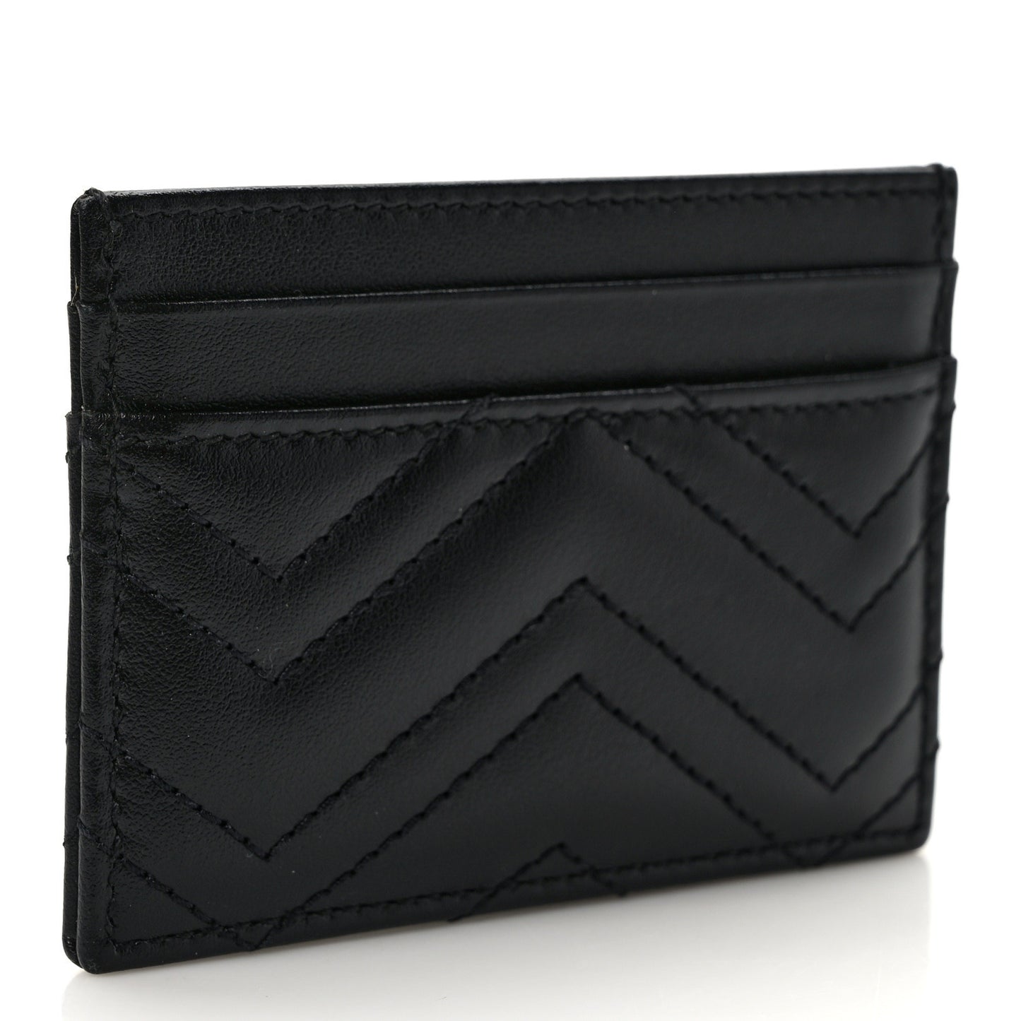 Calfskin Matelasse GG Marmont Card Holder Black