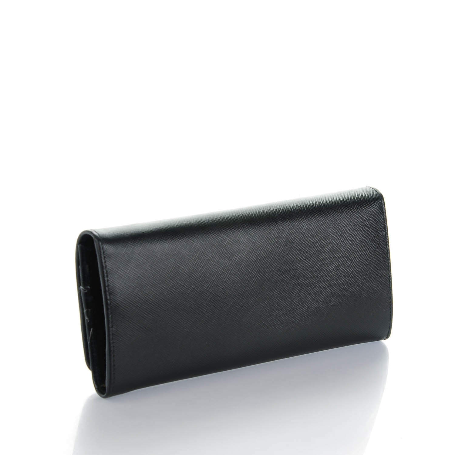 Prada Saffiano Metal Continental Flap Wallet Nero Black 3 of 9