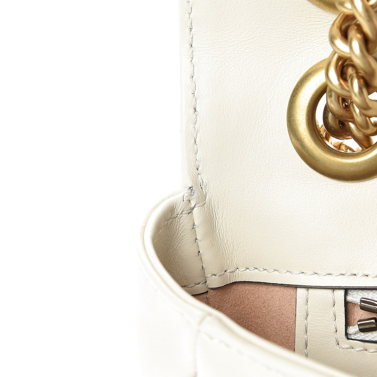 Calfskin Matelasse Small GG Marmont Shoulder Bag White
