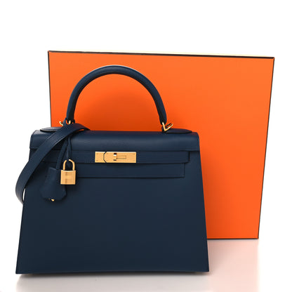 Hermes Epsom Kelly Sellier 28 Bleu De Malte 11 of 11