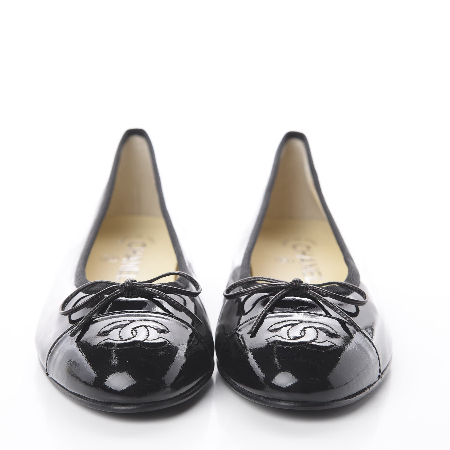 Chanel Patent CC Cap Toe Ballerina Flats 36.5 Black 3 of 7