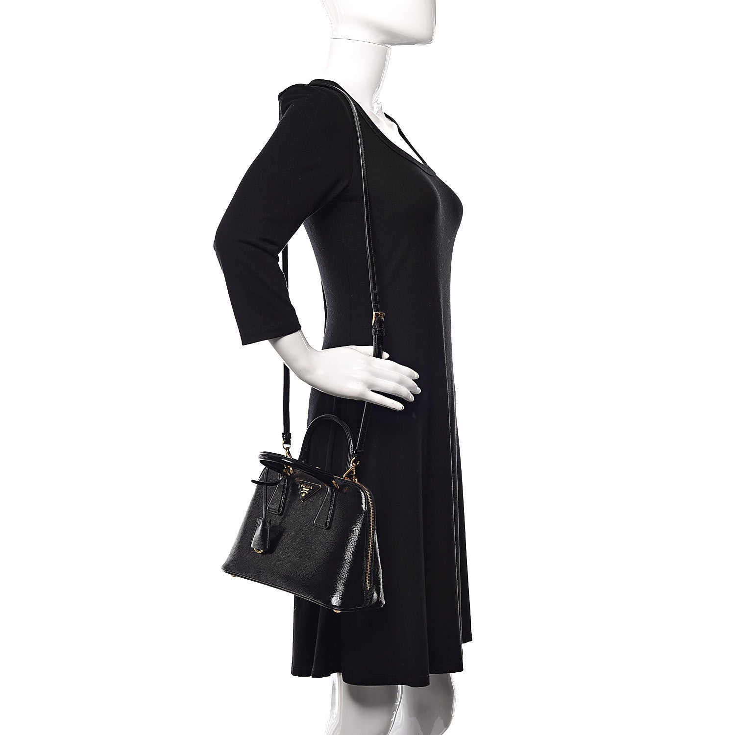 Prada Saffiano Vernice Small Promenade Tote Black 2 of 13