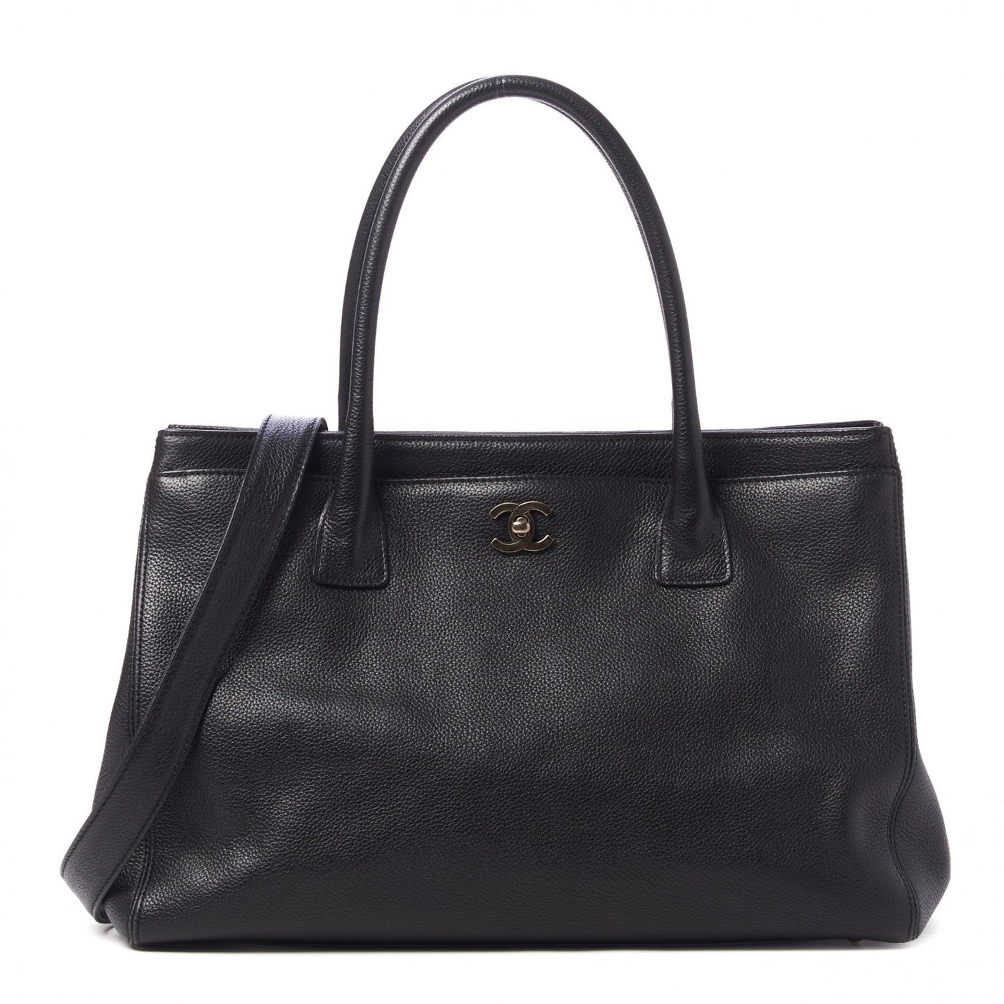 Calfskin Cerf Executive Shopper Tote Black
