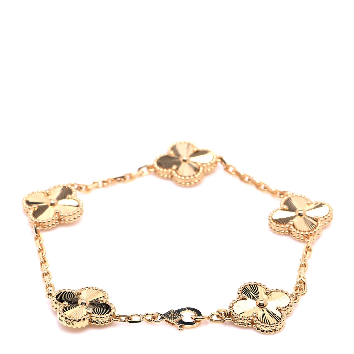Van Cleef & Arpels 18K Yellow Gold 5 Motifs Guilloche Vintage Alhambra Bracelet 3 of 7