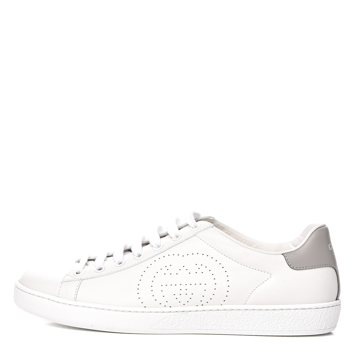 Calfskin Interlocking G Perforated Womens Ace Sneakers 39.5 White Grey Sky