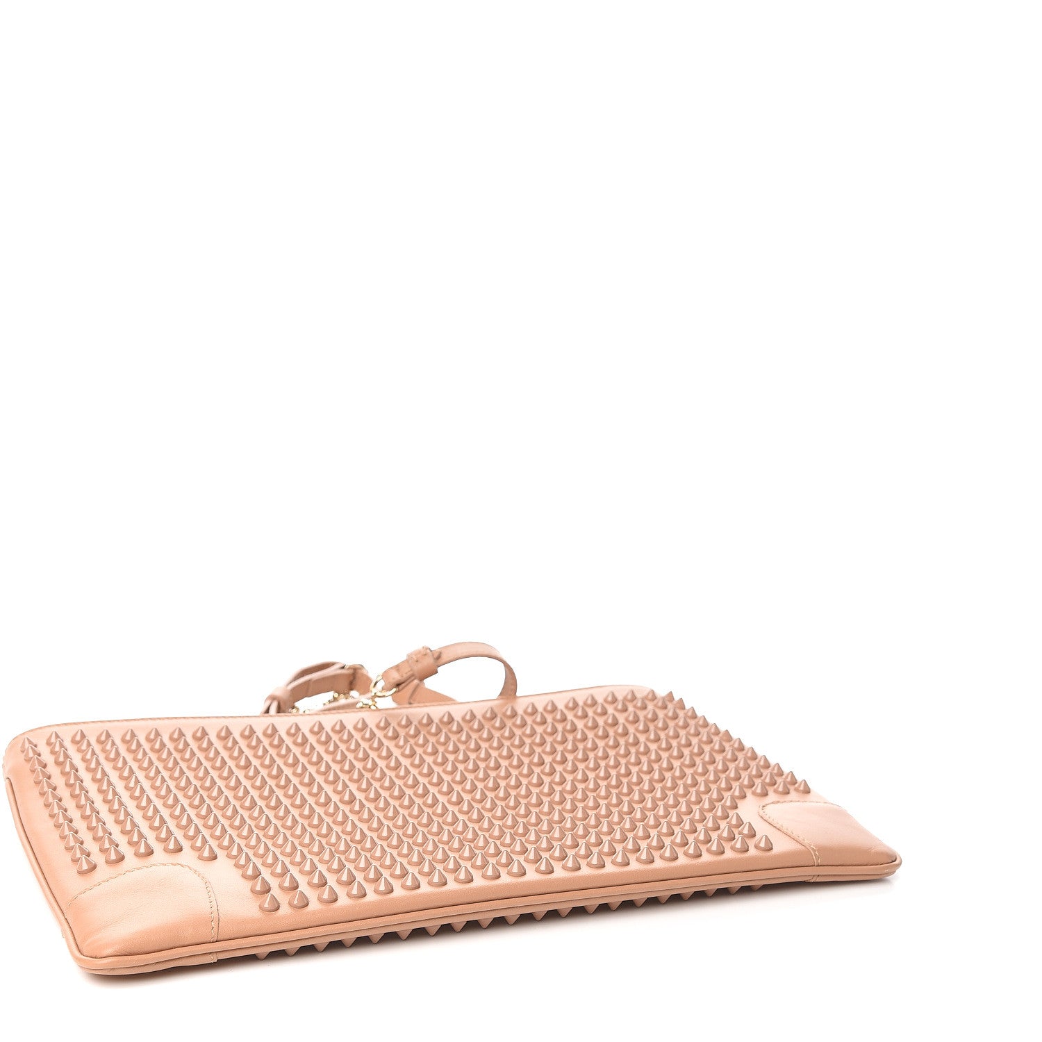 Christian Louboutin Calfskin Studded Loubiposh Chain Clutch Nude 4 of 11