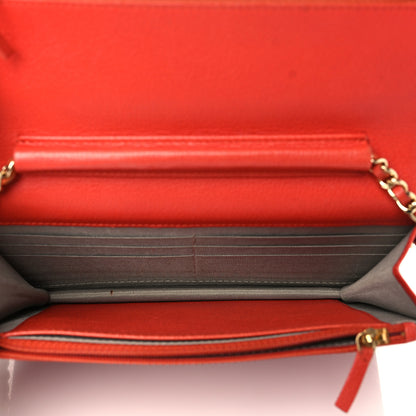 Chanel Goatskin Camellia CC Wallet On Chain WOC Orange 4 of 13