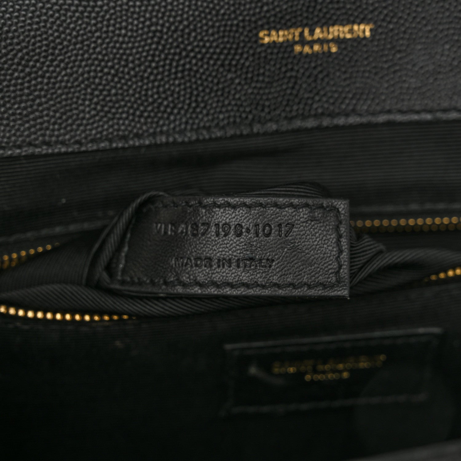 Saint Laurent Grain De Poudre Matelasse Chevron Large Monogram Satchel Black 7 of 16